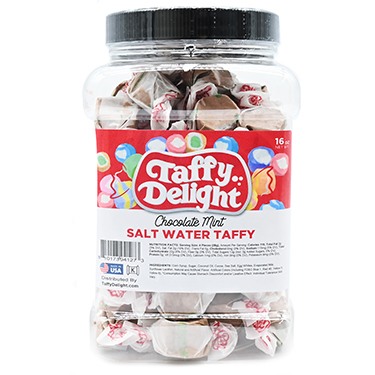 Taffy Delight Chocolate Mint Salt Water Taffy 16oz Jar